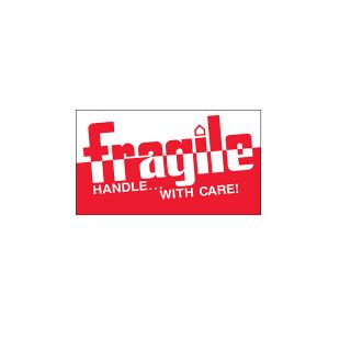 Fragile Labels   3X5   Fragile Handle With Care   Italic Letters   Red