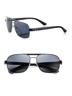 Prada Triangle Aviator Sunglasses   Black Silver