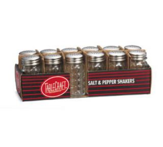 Tablecraft Salt Pepper Shaker, 1 1/2 oz. Glass, 18 8 SS Top, Nostalgia