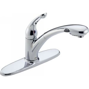 Delta Faucet 472 DST Signature One Handle Pull Out Spray Kitchen Faucet