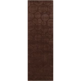 Candice Olson Loomed Brown Scuddle Geometric Circles Wool Runner Rug (26 X 8)