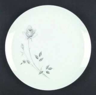 Royal Song Midnight Rose Dinner Plate, Fine China Dinnerware   Gray Rose,Stem&Le
