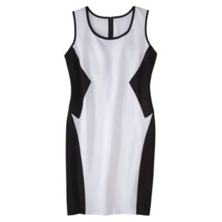 Pure Energy Womens Plus Size Sleeveless Color block Dress   Black/White 1X