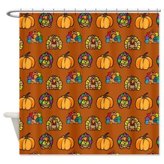  Pumpkins and Turkeys Design Shower Curtain  Use code FREECART at Checkout