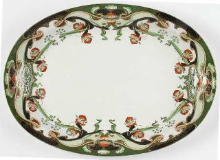 Arthur J Wilkinson Iris Green/Multicolor 16 Oval Serving Platter, Fine China Di