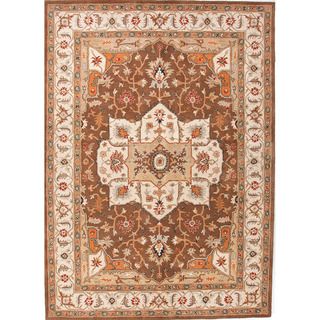 Hand tufted Traditional Oriental pattern Brown Wool Rug (2 X 3)