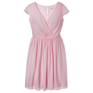 TEVOLIO Womens Plus Size Chiffon Cap Sleeve V Neck Dress   Pink   28W