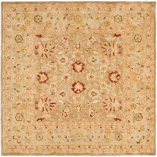 Handmade Ancestry Tan/ Ivory Wool Rug (8 Square)