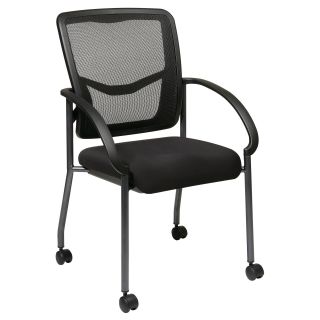 Pro line Ii Black Breathable Progrid Rolling Visitors Chair (Coal Breathable ProGrid back with built in lumbar supportNylon armrestsTitanium finish legs Dual wheel carpet castersMaterials Polyester, metal, plastic, fabric, foamWeight capacity 400 pounds