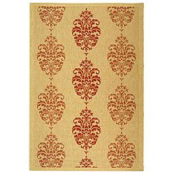 Indoor/ Outdoor St. Martin Natural/ Red Rug (710 X 11) (BeigePattern FloralMeasures 0.25 inch thickTip We recommend the use of a non skid pad to keep the rug in place on smooth surfaces.All rug sizes are approximate. Due to the difference of monitor col