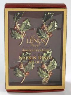 Lenox China Holiday (Dimension) (Set of 4) Metal Napkin Ring, Fine China Dinnerw