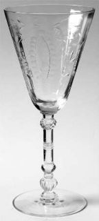 Unknown Crystal Unk1951 Water Goblet   Clear,Cut Floral&Dots,Knob Stem,No Trim