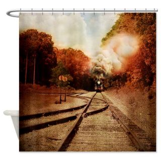  On The Tracks Railroad Shower Curtain  Use code FREECART at Checkout