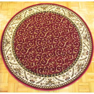 Amalfi Red Scroll Oriental Area Rug (8 Round)