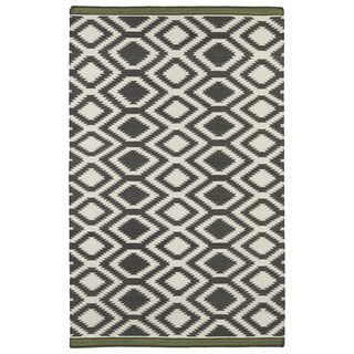 Flatweave Tribeca Grey Geo Wool Rug (8 X 10)