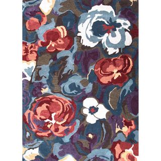 Hand tufted Transitional Floral Pattern Pink/ Purple Rug (8 X 11)
