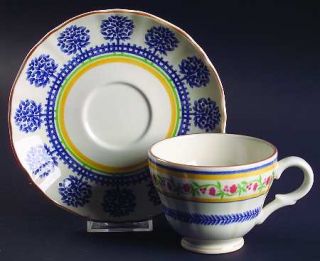 Mikasa French Terrace Footed Cup & Saucer Set, Fine China Dinnerware   Blue Bird