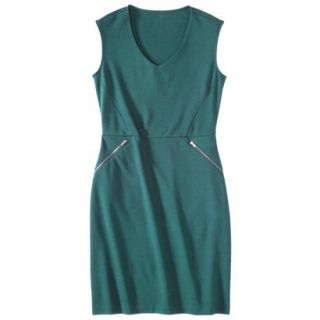 Mossimo Petites V Neck Zipper Pocket Dress   Teal XSP