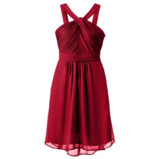 TEVOLIO Womens Halter Neck Chiffon Dress   Stoplight Red   10