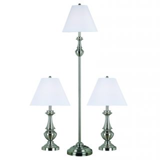 Cardinal Brushed Steel 3 piece Lamp Set