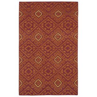 Flatweave Tribeca Red Motif Wool Rug (36 X 56)