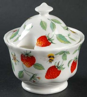 Roy Kirkham Alpine Strawberry Sugar Bowl & Lid, Fine China Dinnerware   Strawber