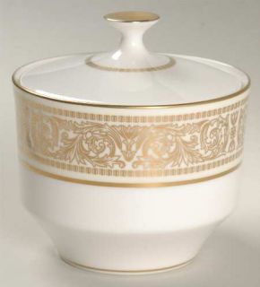 Mikasa Oberlin Sugar Bowl & Lid, Fine China Dinnerware   Bone China, Gold Scroll