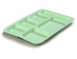 Carlisle Rectangular (6)Compartment Tray   Right Handed, 14 3/8x10 Poly, Green