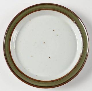 Dansk Green Umber Salad Plate, Fine China Dinnerware   Dark Green Border, Brown