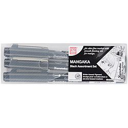 Zig Cartoonist Black Mangaka Markers (pack Of 3) (BlackModel CNM3V BKMaterials PlasticDimensions 5.5 inches longPack of three (3)Imported )