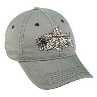Bonefish Series Bass Adjustable Hat (100 percent cottonOne size fits mostMid to Low profile unstructured cap with pre curved frayed visorFlat stitch embroidery on frontVelcro closure)