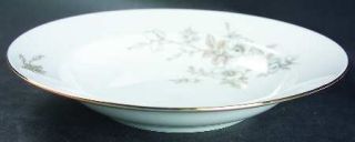 Johann Haviland Joh16 Rim Soup Bowl, Fine China Dinnerware   White Flowers, Tan&