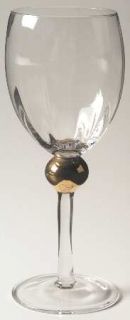 Gibson Crystal Golden Solitaire Water Goblet   Clear Bowl,Gold Ball On Stem