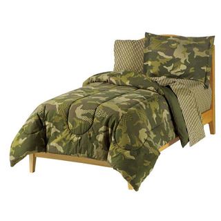 Geo Camo 7 piece Full size Bed In A Bag With Sheet Set