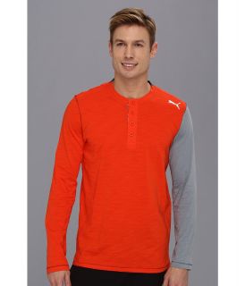 PUMA Strato Henley Long Sleeve Top Mens Long Sleeve Pullover (Orange)