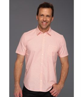 Calvin Klein S/S Yarn Dyed Windowpane Corded Dobby Shirt Mens Short Sleeve Button Up (Pink)