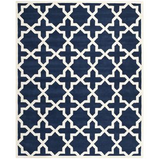 Handmade Moroccan Dark Blue 100 Percent Wool Rug (89 X 12)