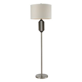 Angular Wood 1 light Brushed Steel Accents Table Lamp