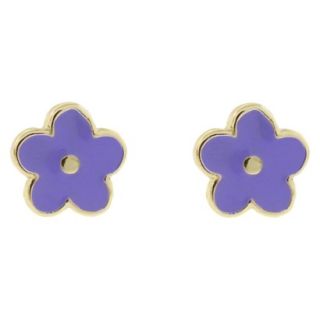 Lily Nily 18k Gold Overlay Enamel Flower Stud Earrings   Lavender