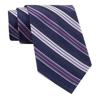 Stafford Mike Stripe Silk Tie, Purple, Mens