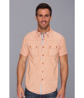 Request Warren   S/S Printed Shirt Mens Short Sleeve Button Up (Orange)