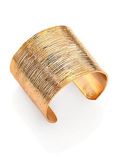 Kelly Wearstler Wide Ribbed Cuff Bracelet   Gold