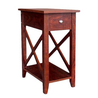 Espresso Wooden X side End Table