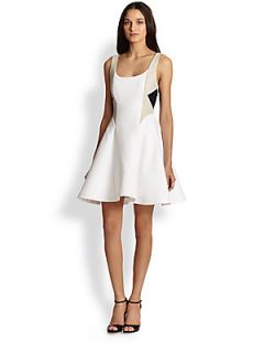 Alice + Olivia Clifton Flared Dress   White
