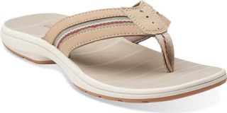 Mens Clarks Whelkie Beach   Light Tan Synthetic Thong Sandals