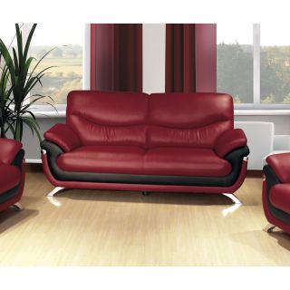 Alicia Red/ Black Faux Leather Modern Loveseat