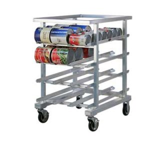 New Age 41 in Low Profile Mobile Can Storage Rack Sloped Glides & 5 in Casters, Aluminum