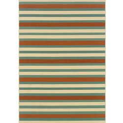 Blue/ Orange Outdoor Area Rug (53 X 76)