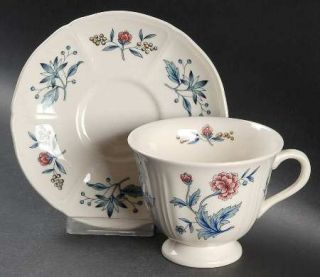 Wedgwood Williamsburg Potpourri Footed Cup & Saucer Set, Fine China Dinnerware  