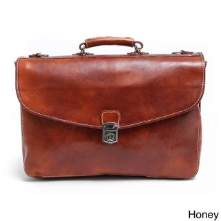 Alberto Bellucci Tuscany Large Triple Compartment Leather Messenger Briefcase (LeatherColor options Dark brown, honeyWeight 3.5 poundsPockets Large zippered pocket on back, phone pouch, card slots, organizer panel with pen loops, three internal compartm